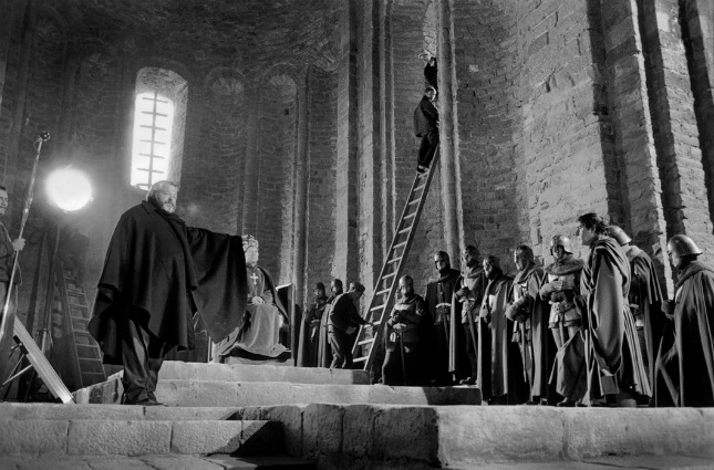 Orson Welles durant el rodatge al castell de Cardona