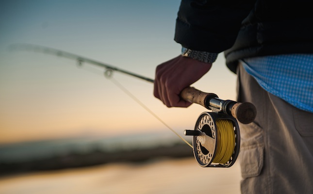 Un pescador, amb una canya