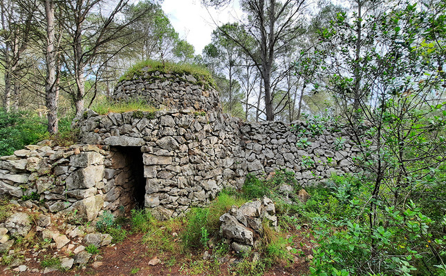Construcció de pedra seca al massís del Montgrí Construcció de pedra seca al massís del Montgrí