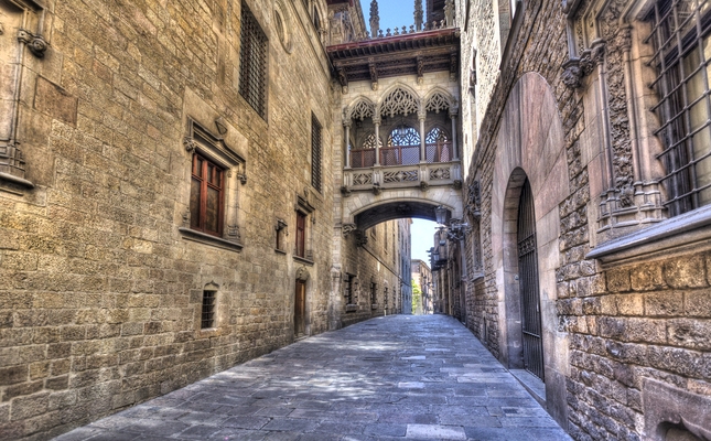 Al carrer del Bisbe, hi destaca el pont del mateix nom Al carrer del Bisbe, hi destaca el pont del mateix nom