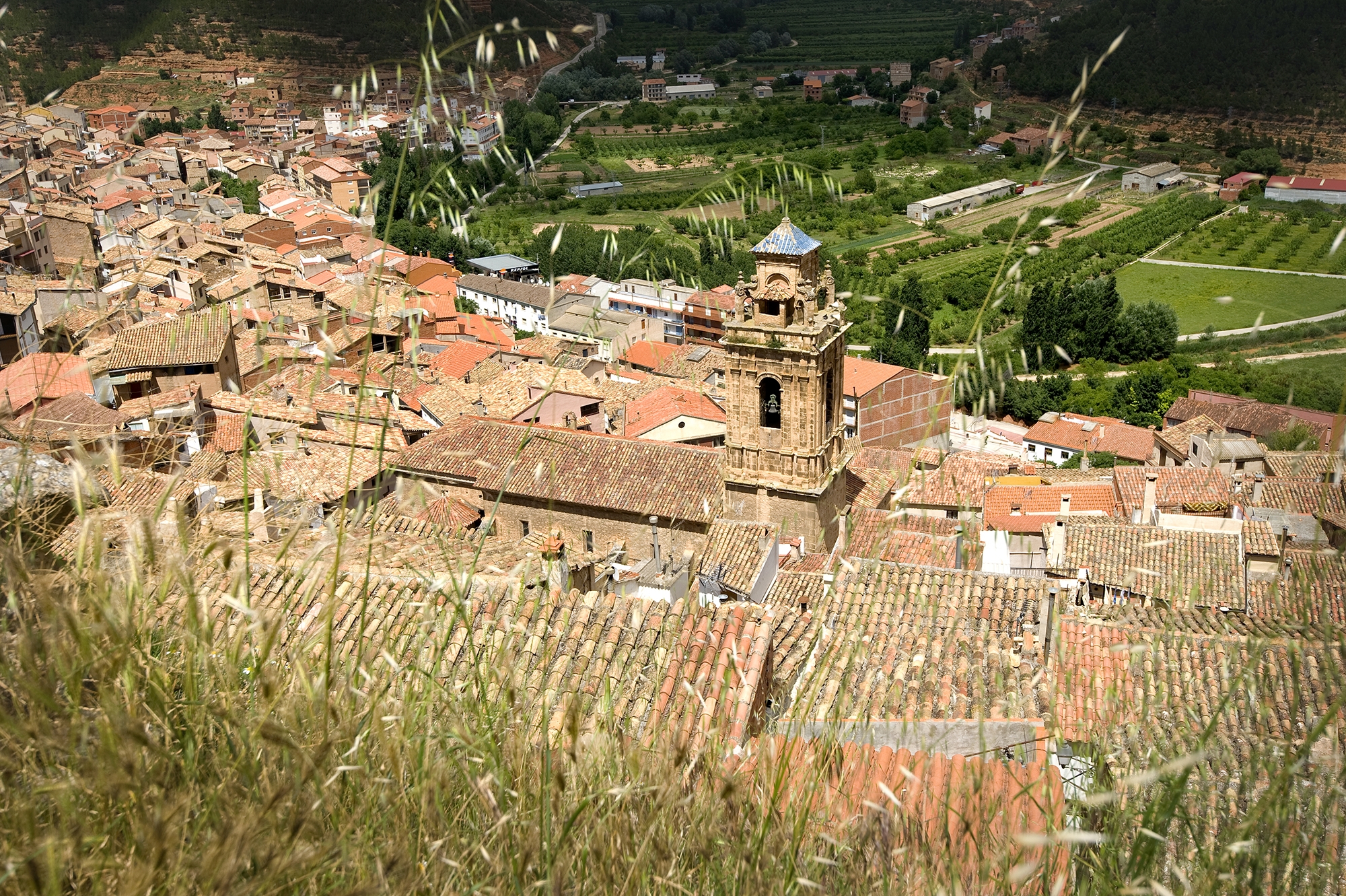 Des del castell, la vista de les teulades d’Ademús mostra un poble que ha conservat els trets de la seva arquitectura típica.