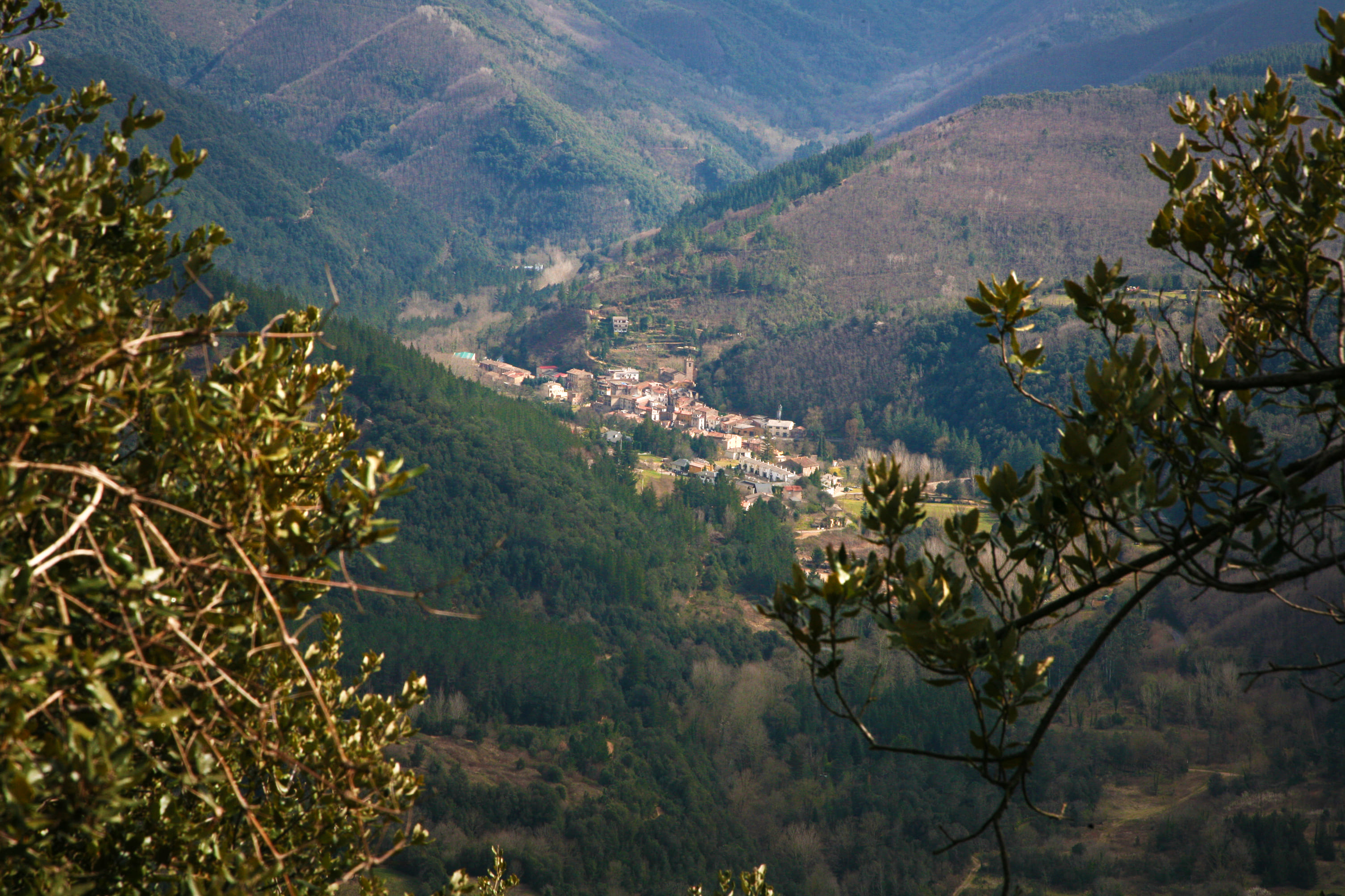 El terme d’Osor s’estén al fons de la vall drenada per la riera d’Osor