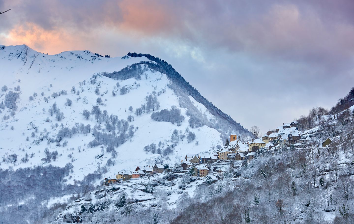 Canejan, a la Vall d'Aran, nevat