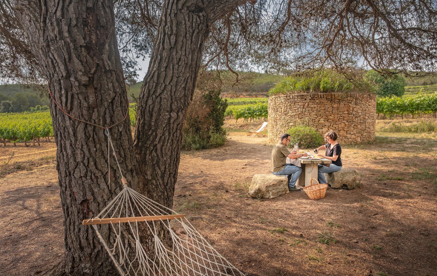 A tocar de l’Arboçar, es pot dormir entre vinyes en una barraca.