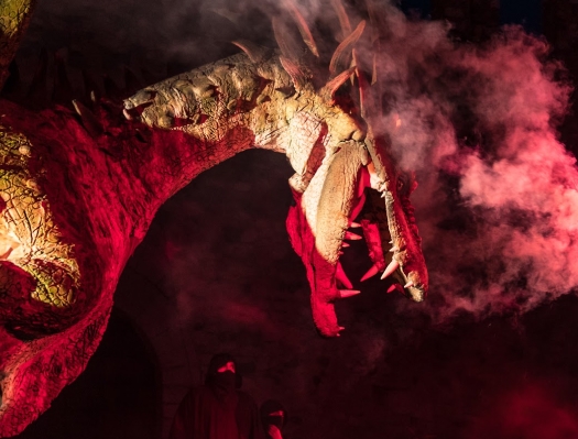 El ferotge drac articulat abatut per sant Jordi, de 8,5 metres de llargada i 4 metres d'alçada