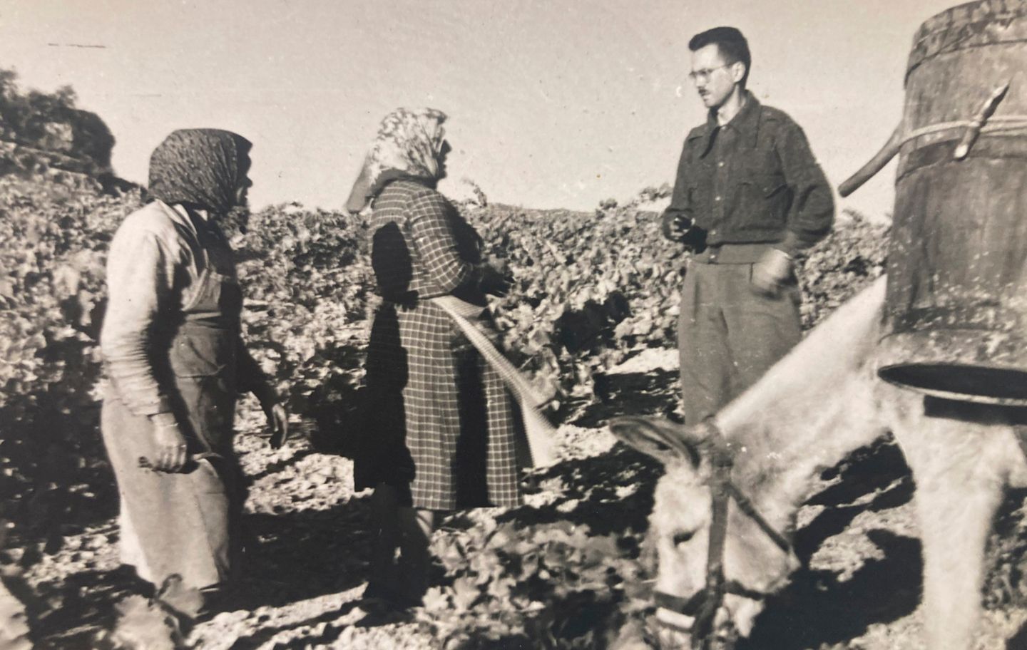 Espinàs conversa amb dues dones al Priorat mentre fan la verema
