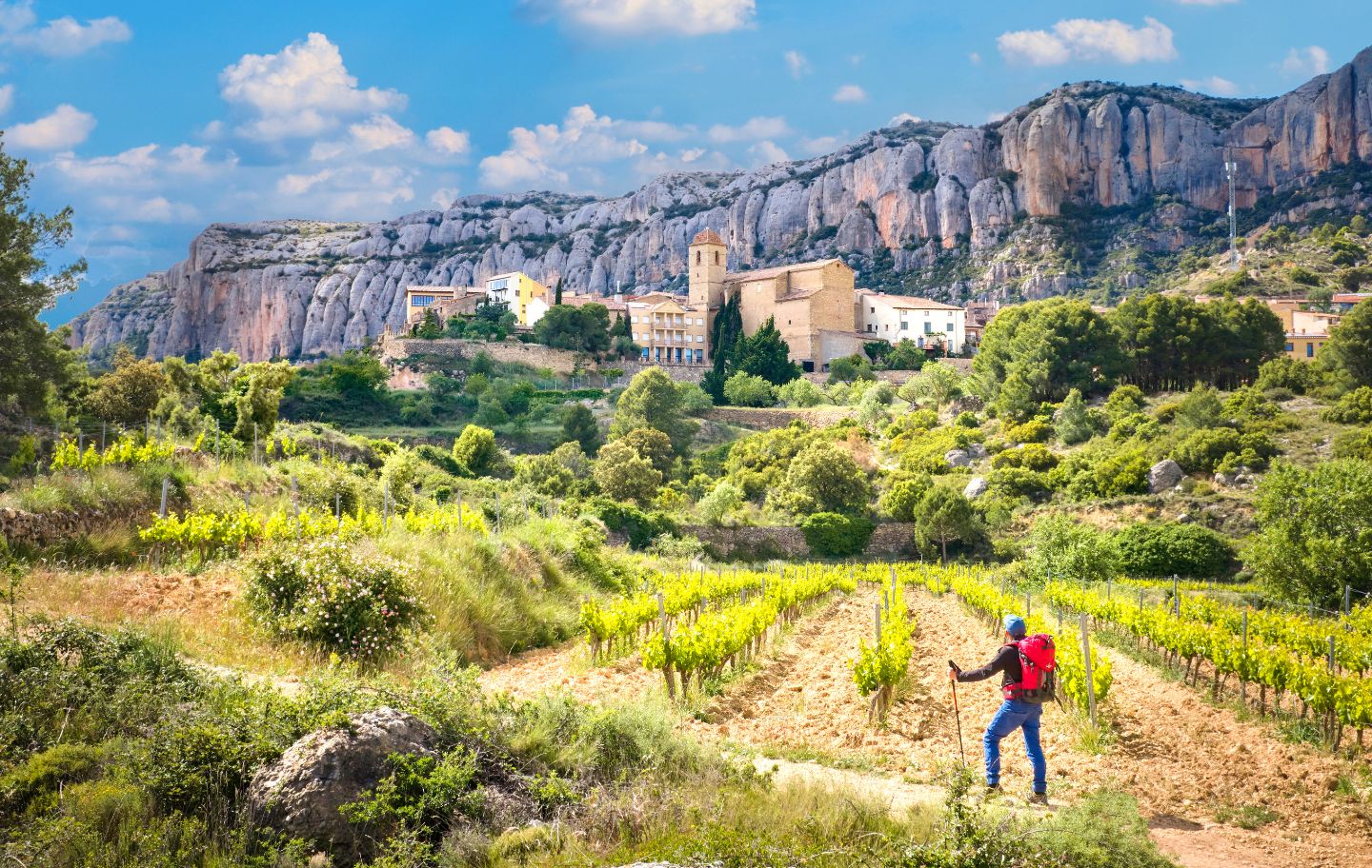 El poble de la Morera de Montsant, situat a gairebé 750 metres d'altitud, s'alça en un replà adossat als cingles meridionals de la serra